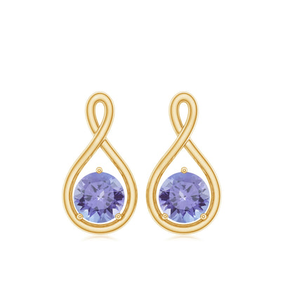 1 Carat Round Shape Tanzanite Infinity Stud Earrings for Women