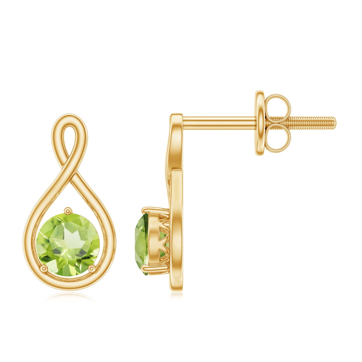 1 Carat Solitaire Peridot Infinity Stud Earrings