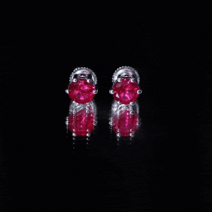 2.7 Carat Round Cut Solitaire Lab Created Ruby Stud Earrings