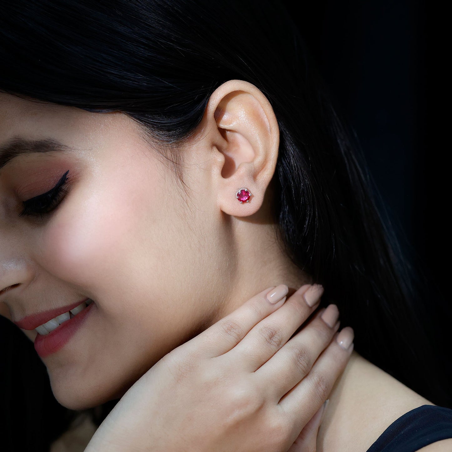 2.7 Carat Round Cut Solitaire Lab Created Ruby Stud Earrings