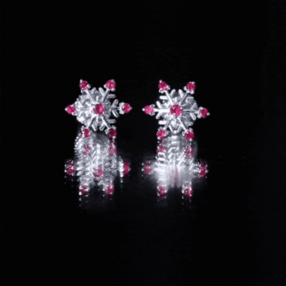 Natural Ruby Flower Stud Earrings for Women