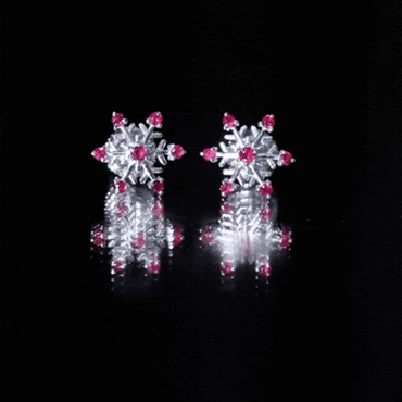 Natural Ruby Flower Stud Earrings for Women