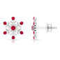 Natural Ruby Flower Stud Earrings for Women