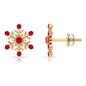 Natural Ruby Flower Stud Earrings for Women