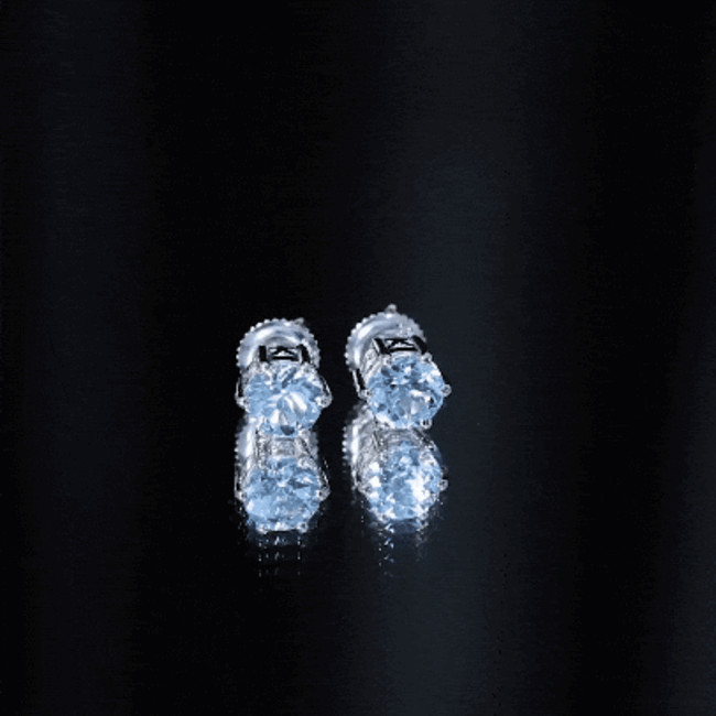 1.6 Carat Round Aquamarine Solitaire Stud Earrings