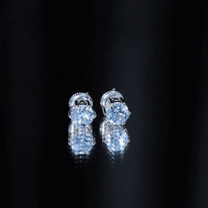 1.6 Carat Round Aquamarine Solitaire Stud Earrings