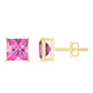 2 Carat Princess Cut Pink Tourmaline Stud Earrings with Screw Back