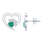 Lab Created Emerald and Moissanite Heart Paw Stud Earrings