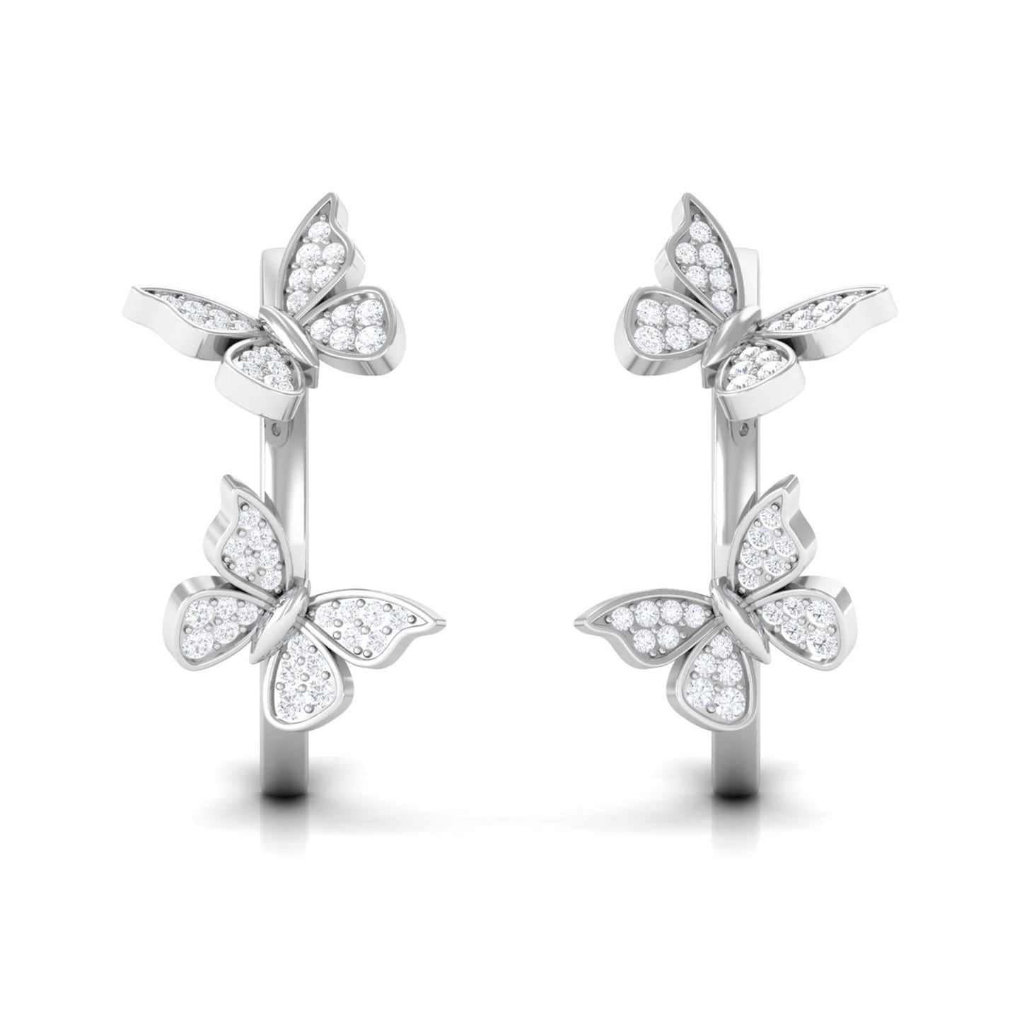 Diamond Butterfly Hoop Earrings