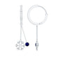 Real Blue Sapphire and Diamond Snowflake Dangle Hoop Earrings