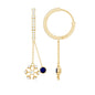 Real Blue Sapphire and Diamond Snowflake Dangle Hoop Earrings