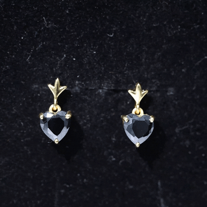 4.2 Carat Solitaire Black Onyx Heart Drop Earrings