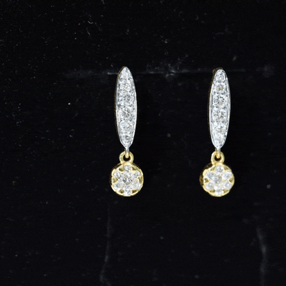 Real Diamond Bar Drop Earrings for Women