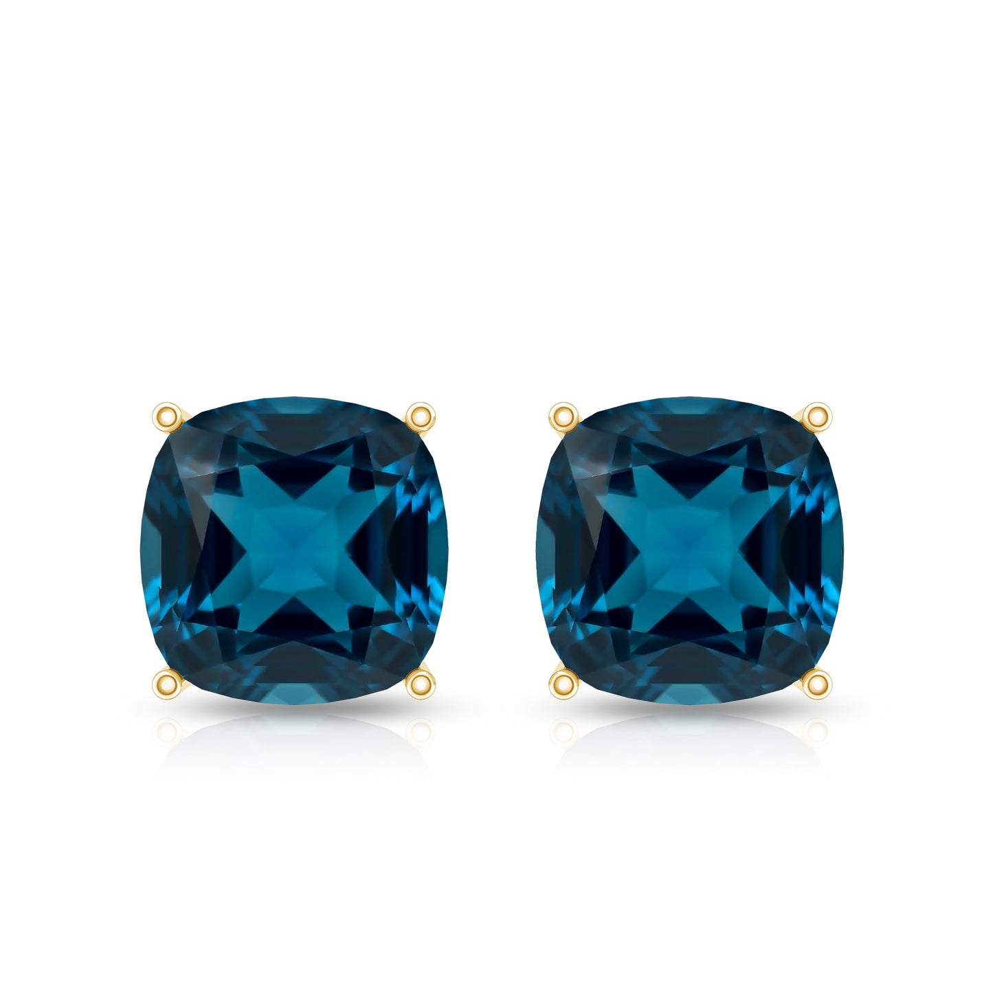 5.6 Carat Cushion Cut London Blue Topaz Stud Earrings