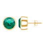 Certified Lab Created Emerald Stud Earrings in Bezel Setting