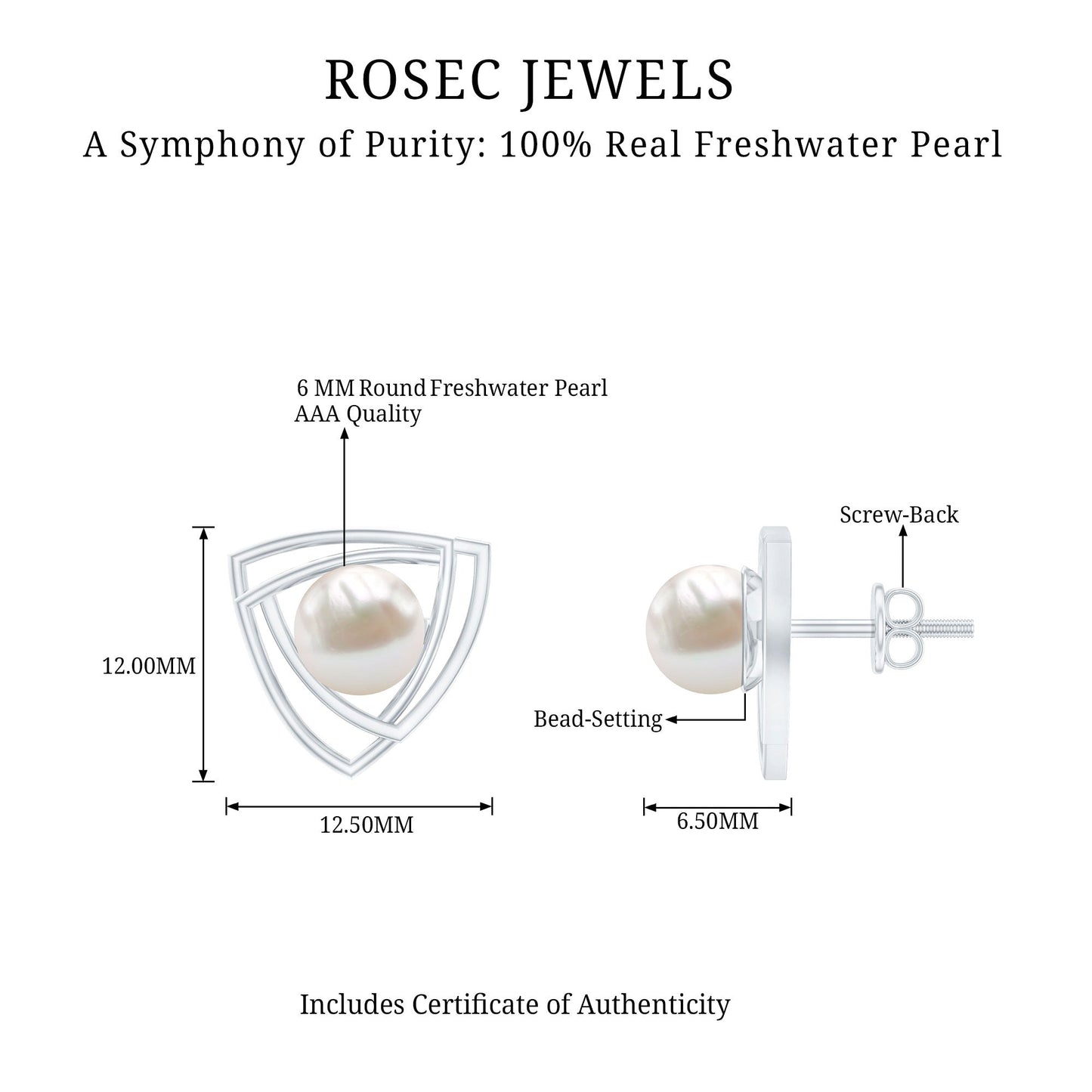 Round Shape Freshwater Pearl Statement Stud Earrings