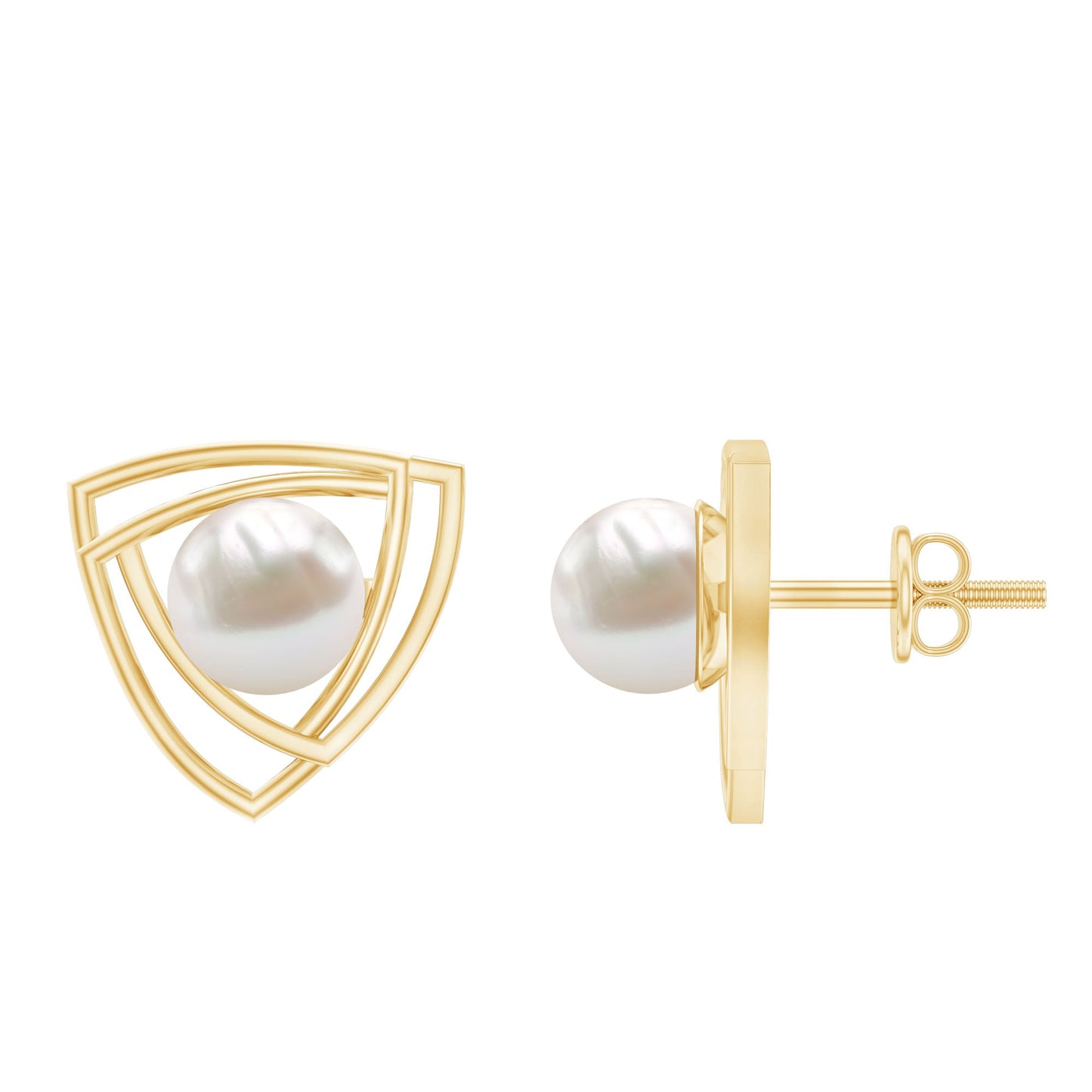 Round Shape Freshwater Pearl Statement Stud Earrings