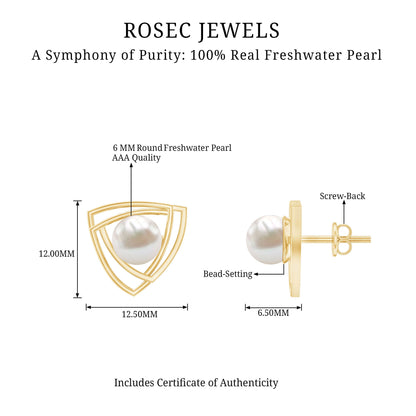 Round Shape Freshwater Pearl Statement Stud Earrings
