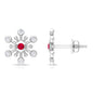 Created Ruby and Diamond Snowflake Contemporary Stud Earrings
