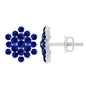 Snowflake Looking Lab Grown Blue Sapphire Cluster Stud Earrings