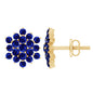 Snowflake Looking Lab Grown Blue Sapphire Cluster Stud Earrings