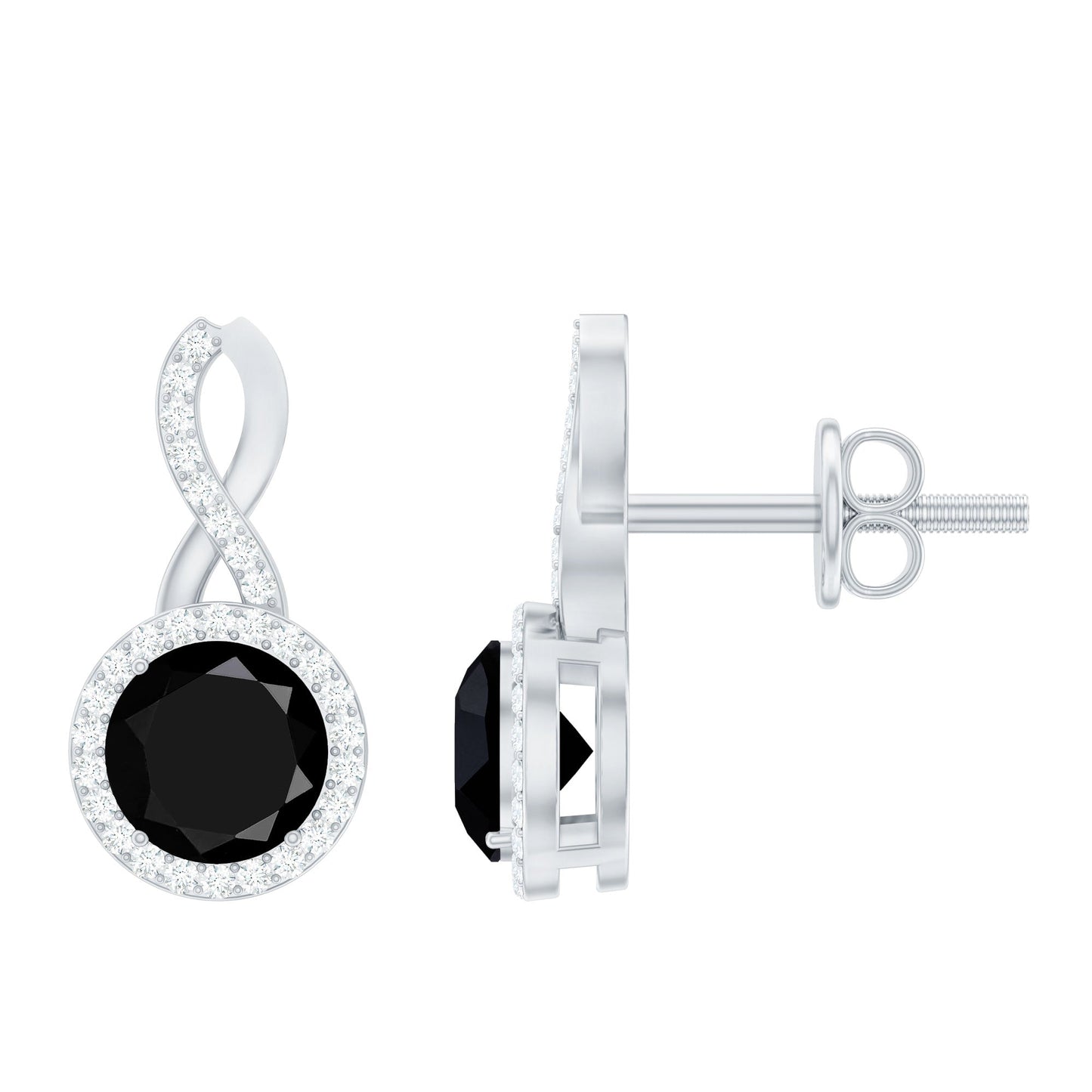 1.6 Carat Lab Grown Black and White Diamond Infinity Stud Earrings