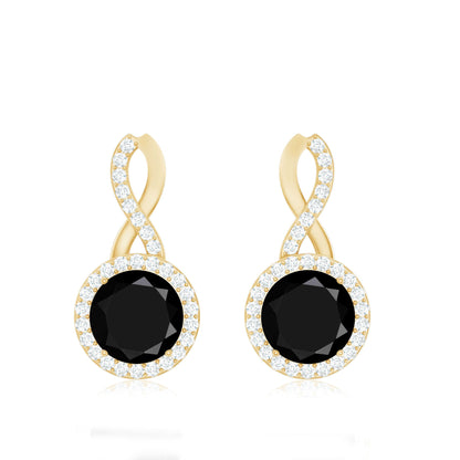 1.6 Carat Lab Grown Black and White Diamond Infinity Stud Earrings
