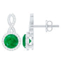 Genuine Emerald and Diamond Infinity Stud Earrings