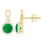Genuine Emerald and Diamond Infinity Stud Earrings