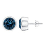 1.2 Carat Round Cut London Blue Topaz Solitaire Stud Earrings in Bezel Setting