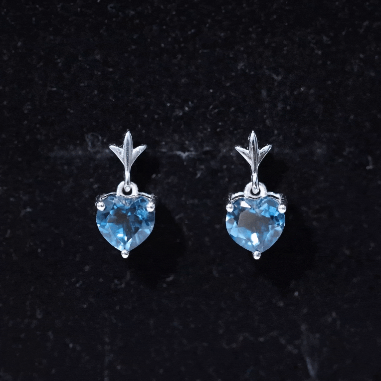 4 Carat London Blue Topaz Heart Drop Earrings for Women