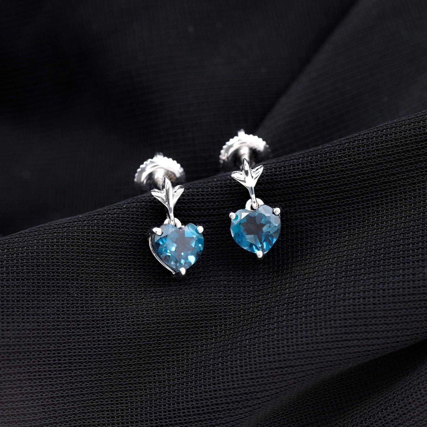 4 Carat London Blue Topaz Heart Drop Earrings for Women