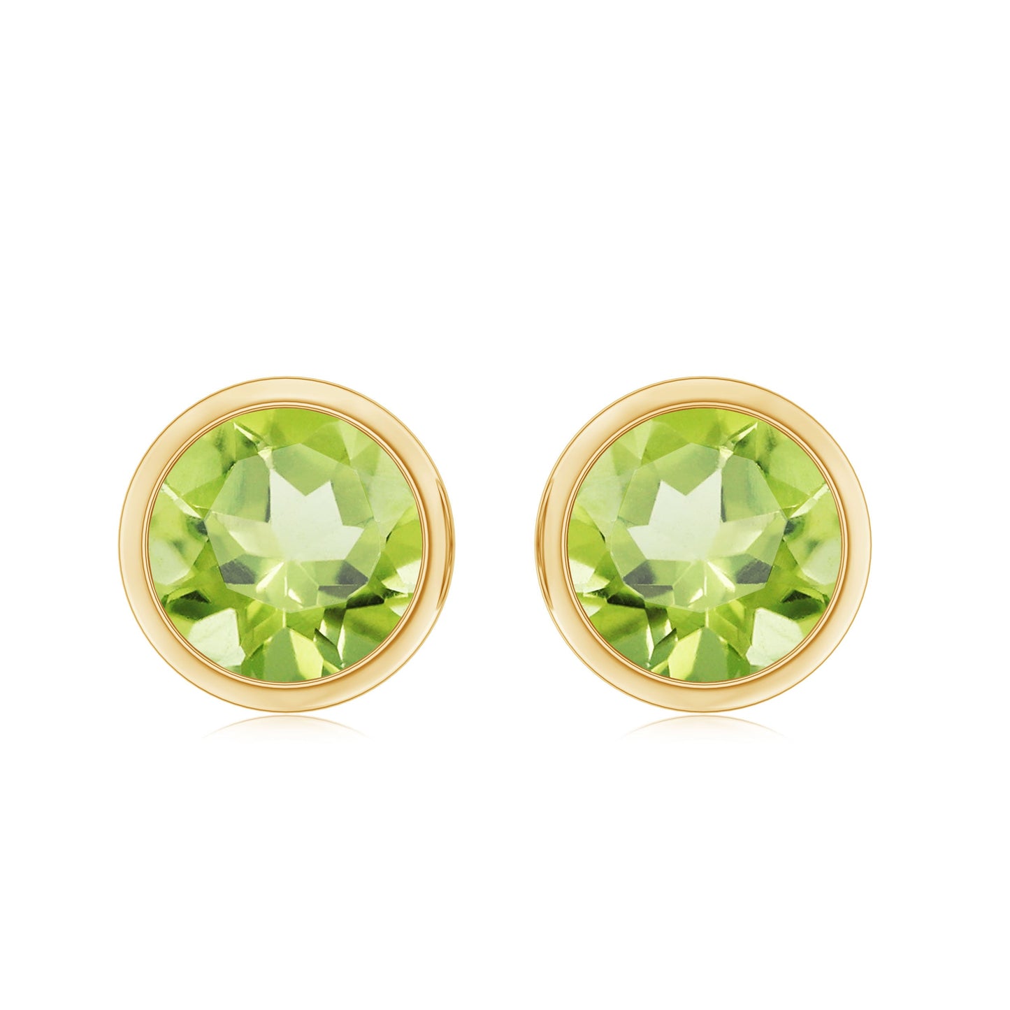 Natural Peridot Solitaire Stud Earrings in Bezel Setting