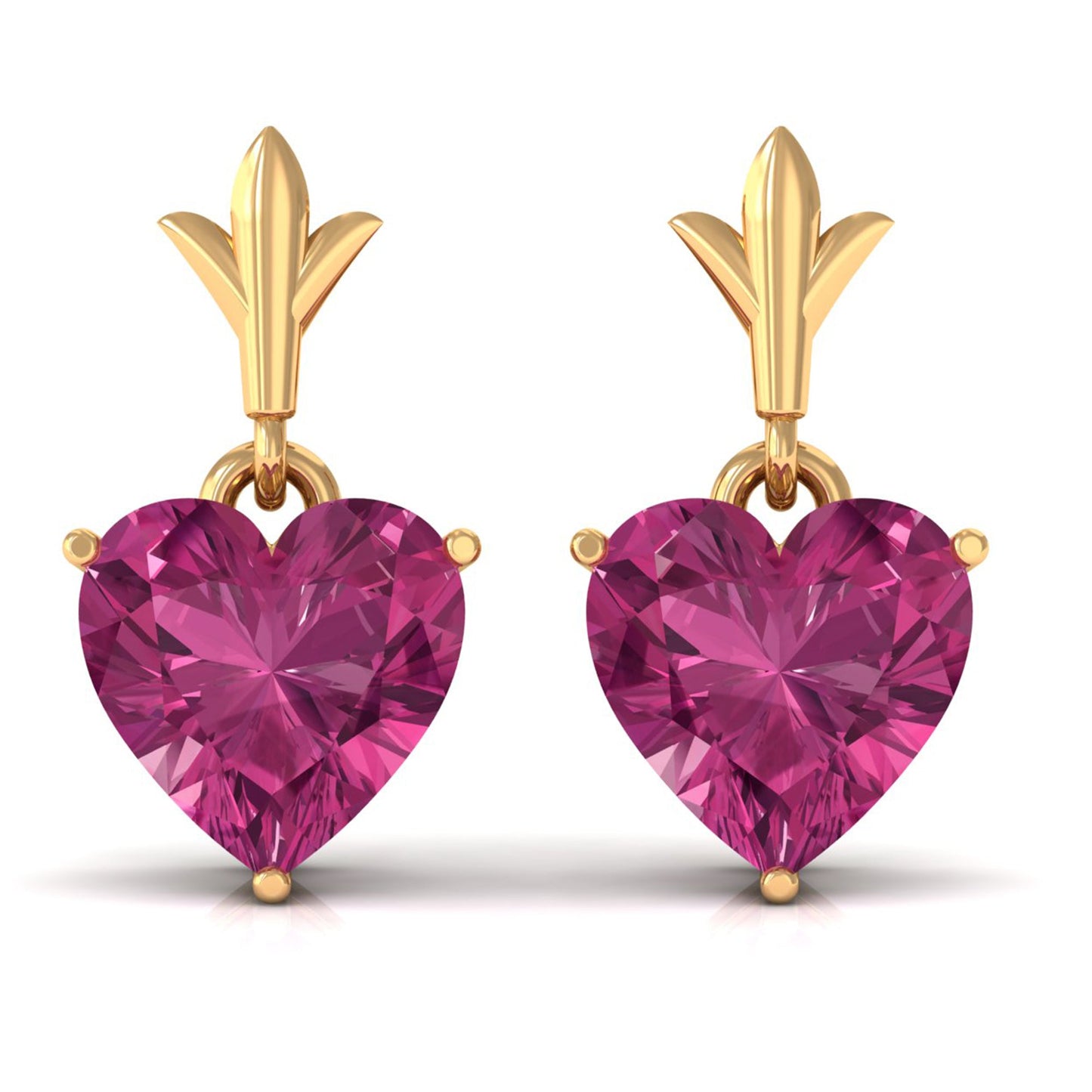 1.8 Carat Heart Shape Pink Tourmaline Drop Earrings