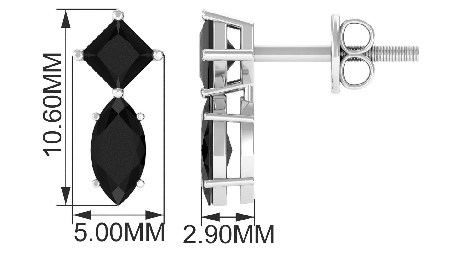 Natural Black Spinel Minimal Stud Earrings