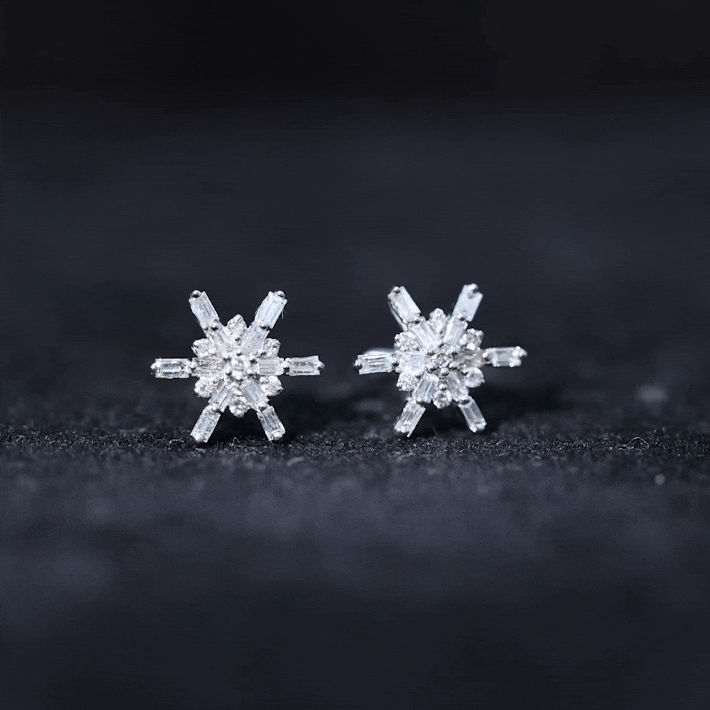 Minimal Diamond Snowflake Stud Earrings
