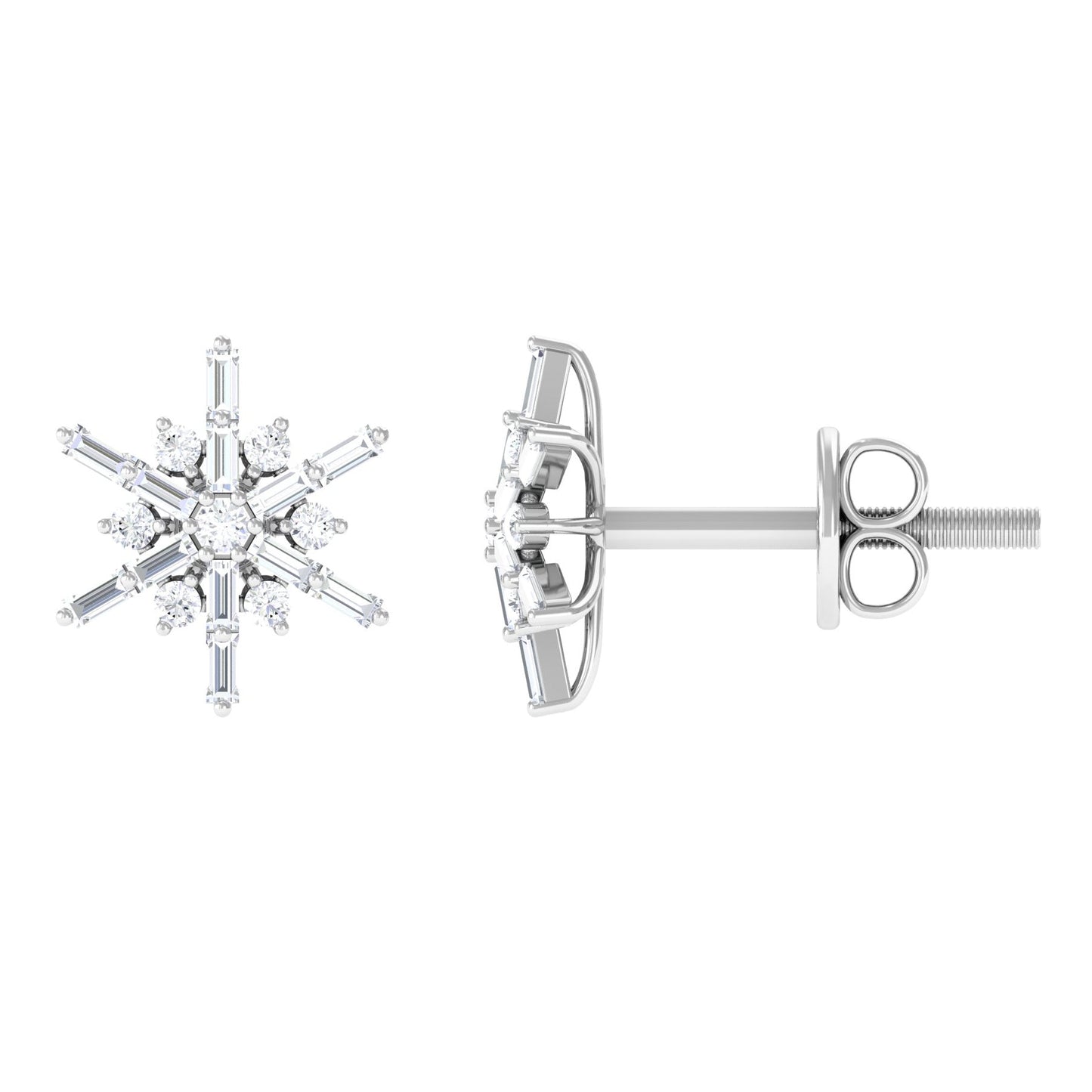 Minimal Diamond Snowflake Stud Earrings
