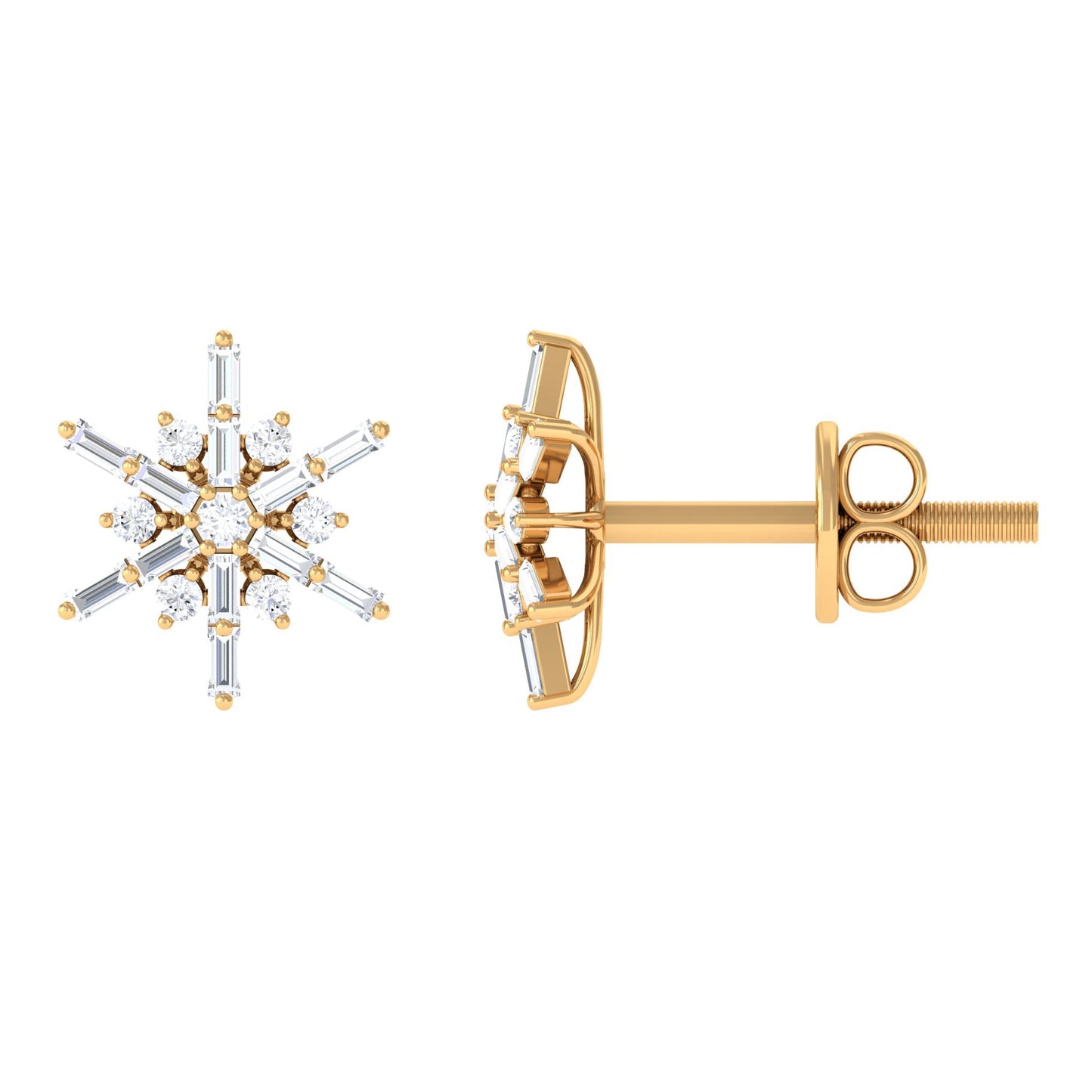 Minimal Diamond Snowflake Stud Earrings