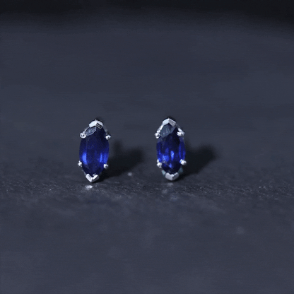 1.5 Carat Marquise Lab Created Blue Sapphire Stud Earrings
