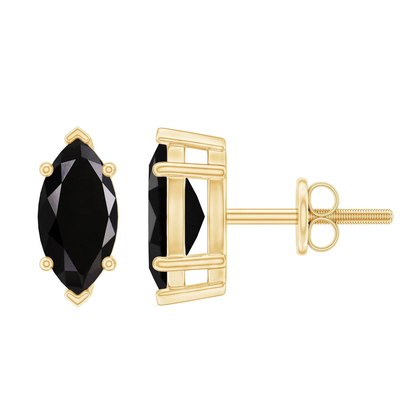 1.68 Carat Marquise Cut Lab Grown Black Diamond Stud Earrings