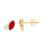 Marquise Cut Ruby Stud Earrings with Diamond Trio