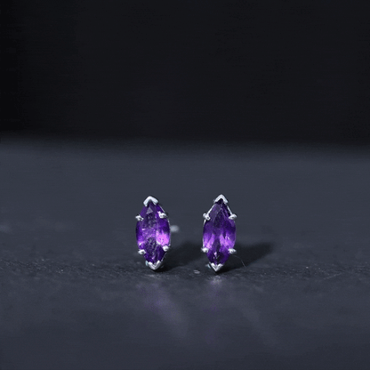 1.48 Carat Marquise Cut Amethyst Solitaire Stud Earrings