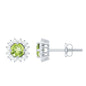 Natural 1 Carat Peridot Stud Earrings with Diamond Halo