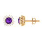 Natural Amethyst Classic Halo Stud Earring with Diamond