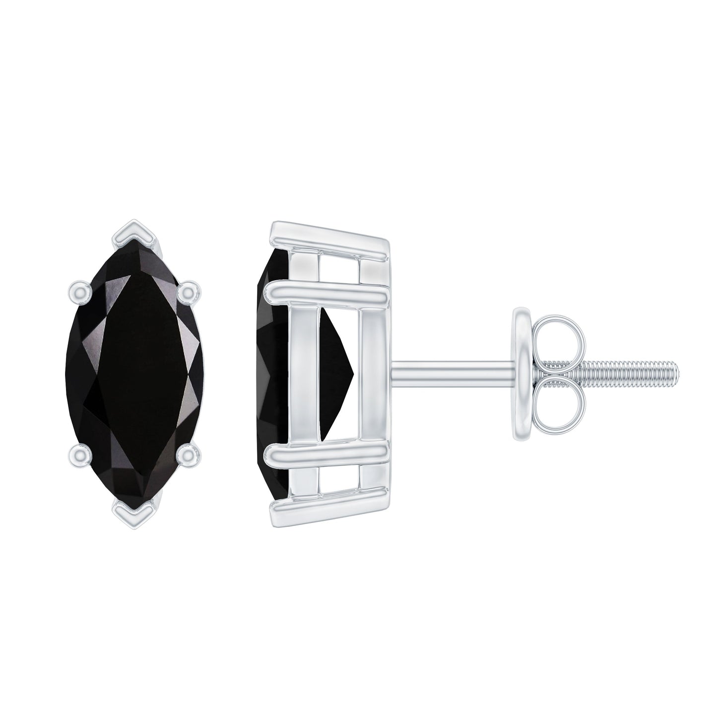 1.4 CT Marquise Black Spinel Solitaire Stud Earrings
