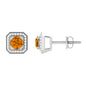 Vintage Inspired 1 Carat Citrine and Diamond Halo Stud Earrings