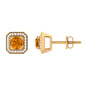 Vintage Inspired 1 Carat Citrine and Diamond Halo Stud Earrings