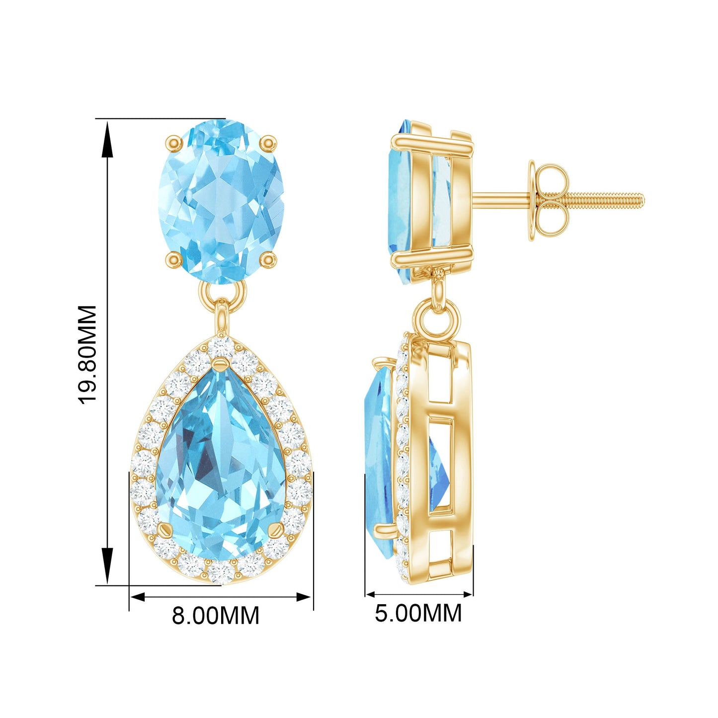 Certified Aquamarine and Diamond Dangle Drop Earrings