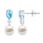 Handpicked Pearl Drop Earrings with Aquamarine and Moissanite