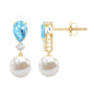 Handpicked Pearl Drop Earrings with Aquamarine and Moissanite